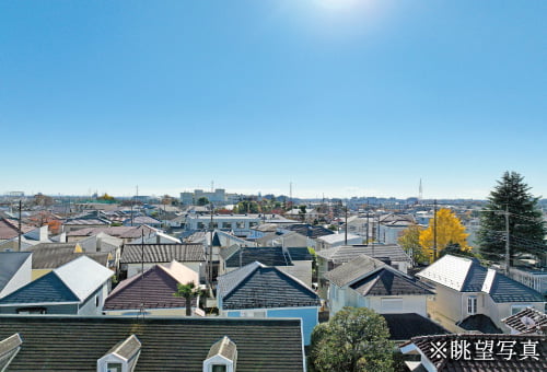 南方向に広がる住宅街の眺望写真